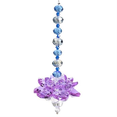 Colgante de Cristal Feng Shui Loto Violeta 10cm