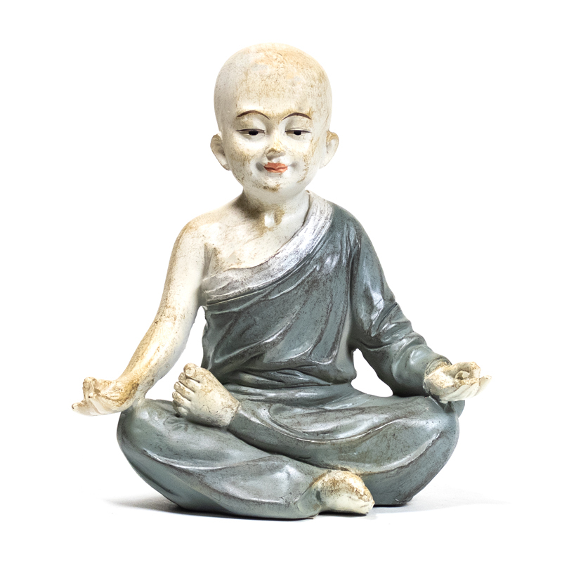 Estatua de Monje Yoga Om Gris 13x8,5x14cm