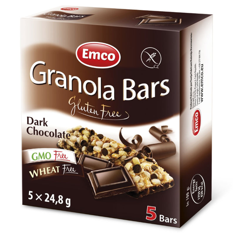 Barritas Granola con Chips de Chocolate Sin Gluten Emco 5x25g