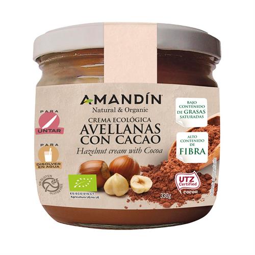 Crema De Avellanas Con Cacao Amandin Bio 330g