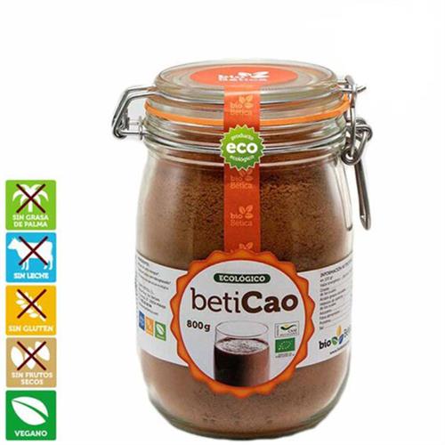 Cacao Soluble con Azúcar Integral de Caña en Bote de Cristal Beticao Bio 800g
