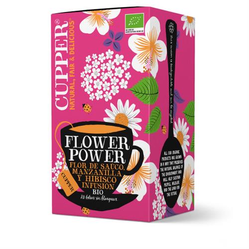Infusión Flower Power con Flor de Sauco Manzanilla e Hibisco Cupper Bio 20 bolsitas