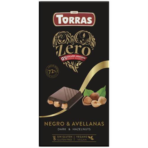 Chocolate ZERO Sin Azúcar Negro con Avellanas Sin Gluten Convencional 150g