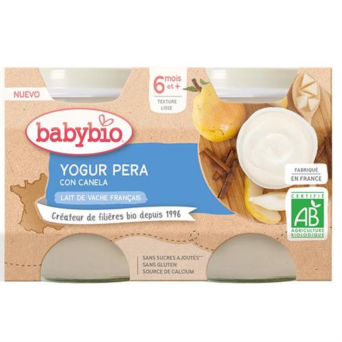 Yogur de Pera y Canela con Leche de Vaca Babybio 2x130g