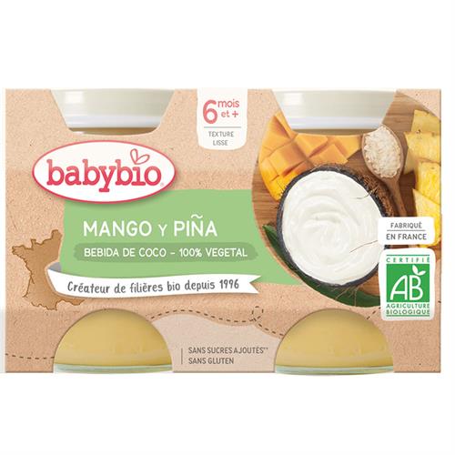 PACK Yogur de Coco, Mango y Piña 100% Vegetal Babybio 2x130g