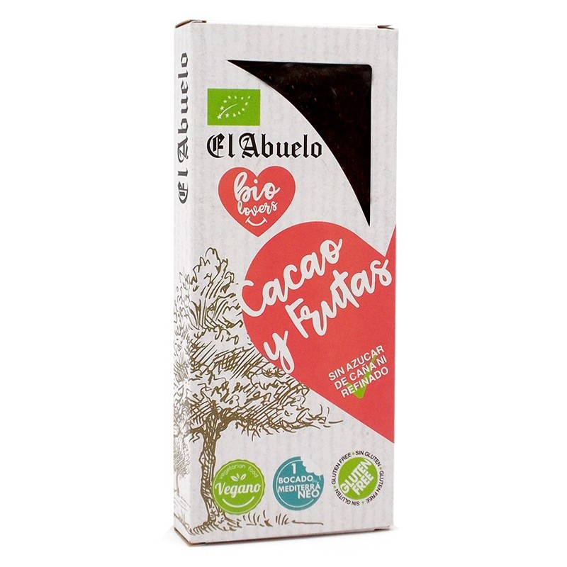 Turrón Vegano Sin Gluten de Cacao y Frutas El Abuelo Biolovers Bio 200g