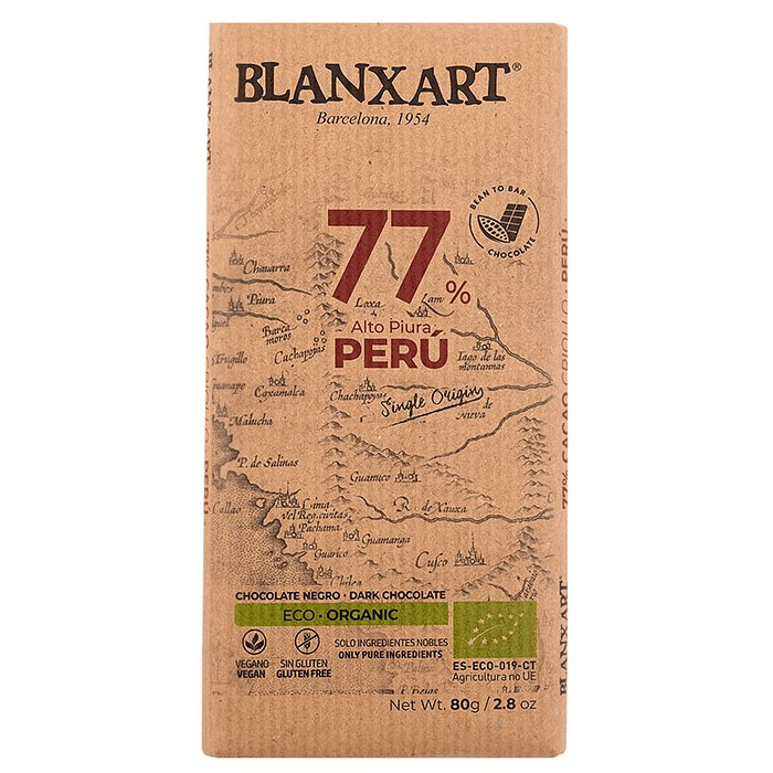 Chocolate Negro Perú 77% Blanxart Bio 80g