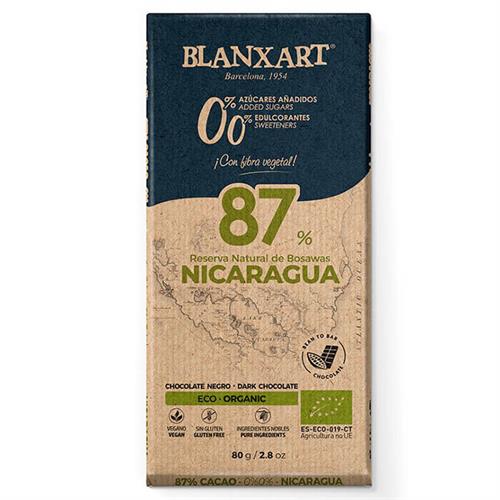 Chocolate Negro sin Azúcares Nicaragua 87% Blanxart Bio 80g