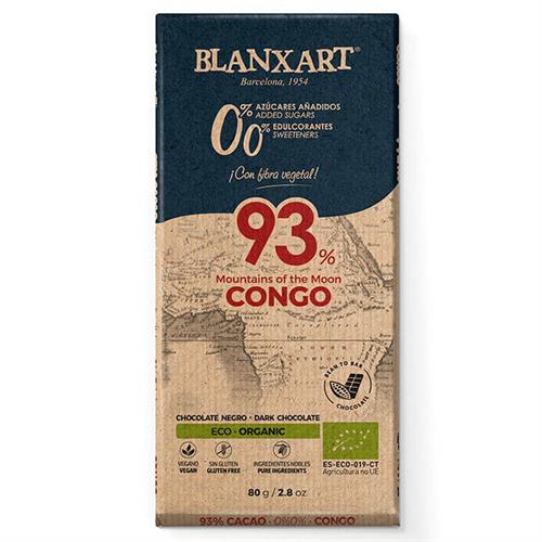 Chocolate Negro sin Azúcares Congo 93% Blanxart Bio 80g