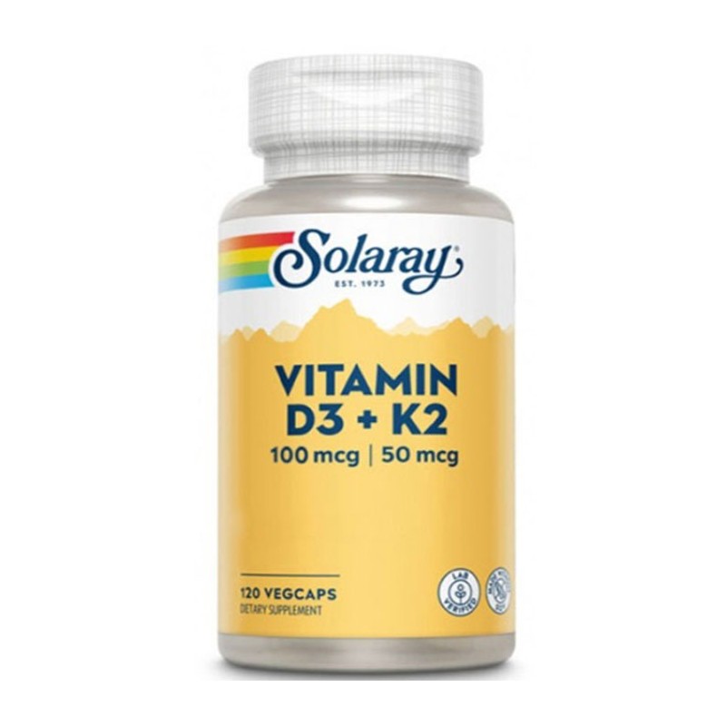Grande Vitamina D3 y K2 Solaray 120 VegCaps