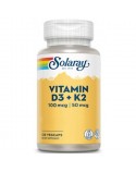 Grande Vitamina D3 y K2 Solaray 120 VegCaps