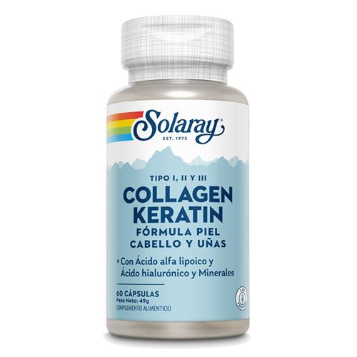 Collagen Keratin Fórmula Piel Cabello Uñas Solaray 60 Cápsulas