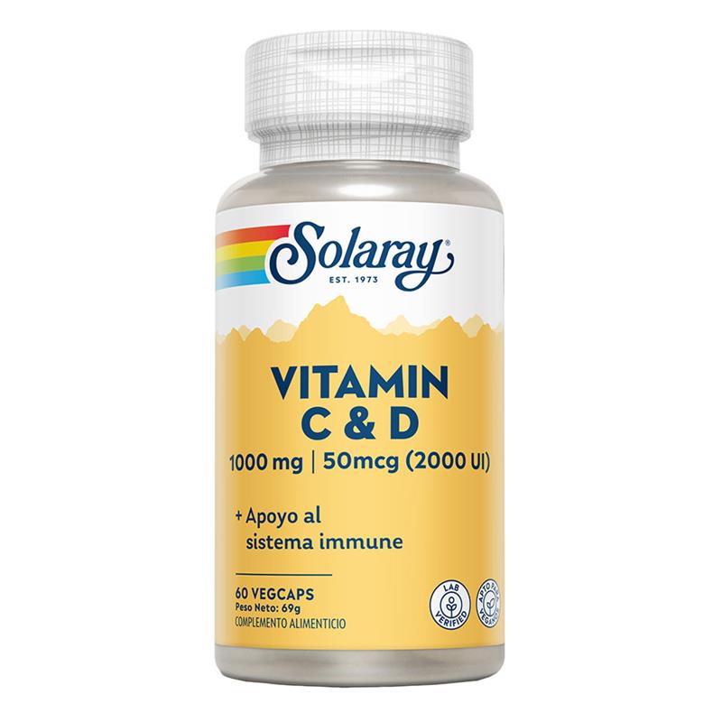 Vitamina C y D Solaray 60 VegCaps