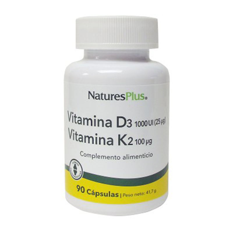 Vitamina D3 y K2 Natures Plus 90Cápsulas