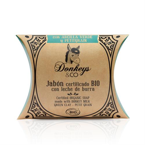 Jabón de Leche de Burra Arcilla Verde Petit Grain Donkeys & Co Bio 100g