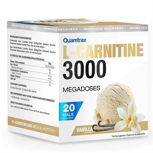 L-Carnitina Carnitine 3000 Vainilla Quamtrax 20 viales de 25ml