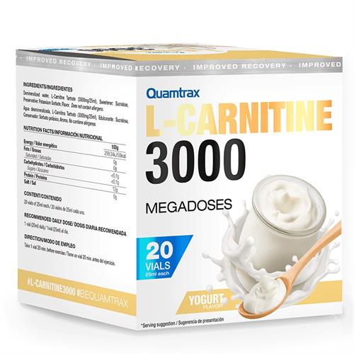 L-Carnitina Carnitine 3000 Yogurt Quamtrax 20 viales de 25ml