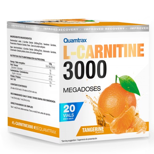 L-Carnitina Carnitine 3000 Tangerine Mandarina Quamtrax 20 viales de 25ml