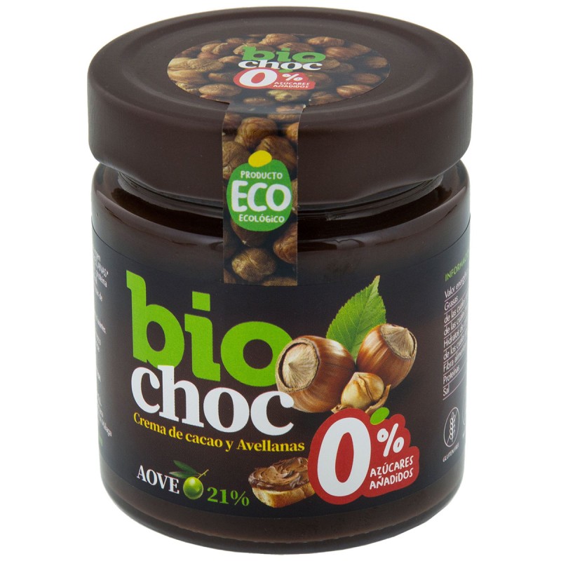 Crema de Cacao y Avellanas sin Azúcar Añadido Biochoc Bio 200g