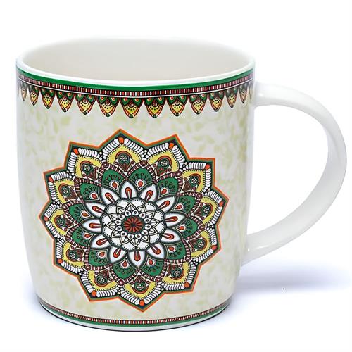 Juego de Taza de Té con Infusor Mandala Verde 400ml