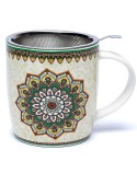 Juego de Taza de Té con Infusor Mandala Verde 400ml