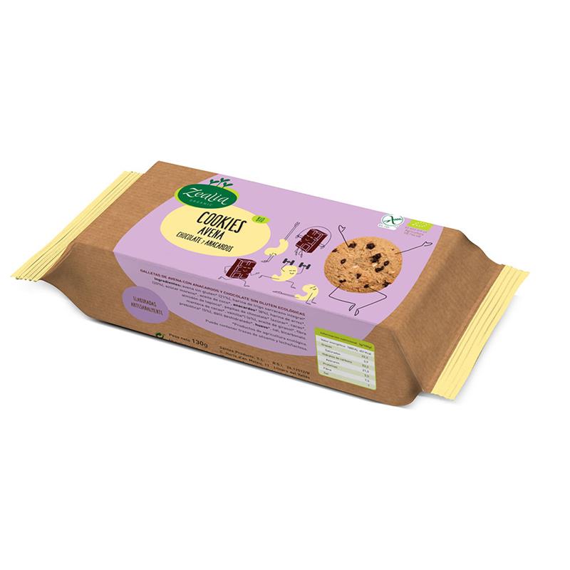 Cookies Avena Chocolate y Anacardos Sin Gluten Zealia Bio 135g