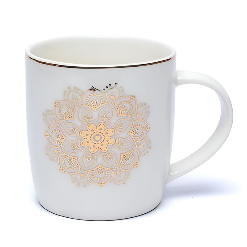 Juego de Taza de Té con Infusor Mandala Blanco 400ml