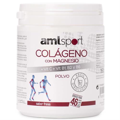 Colágeno con Magnesio y Vit C B1 B2 B6 Sabor Fresa AMLSport Polvo 350g