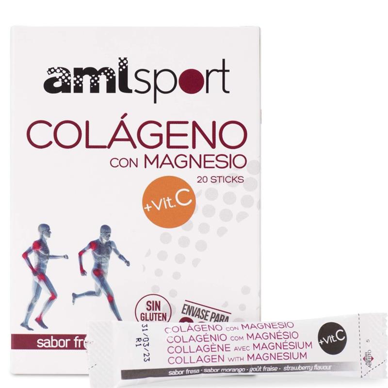 Colágeno con Magnesio y Vitamina C Sabor Fresa AMLSport 20 Sticks