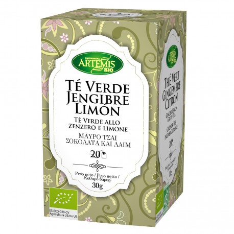 Té Verde con Jengibre y Limón Premium Artemis Bio 20 filtros 40g