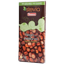 Chocolate con Stevia Negro con Avellanas Sin Gluten Convencional 125g