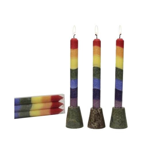 Vela Arco Iris Sin Perfume Estearina PACK 3 velas 21x2cm