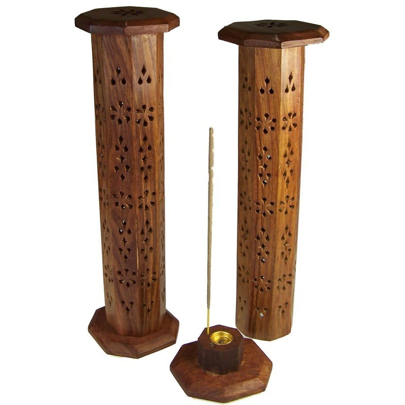 Quemador de incienso para cono de incienso, soporte de incienso de madera y  latón para conos de incienso, quemador de cono de incienso de templo -   España
