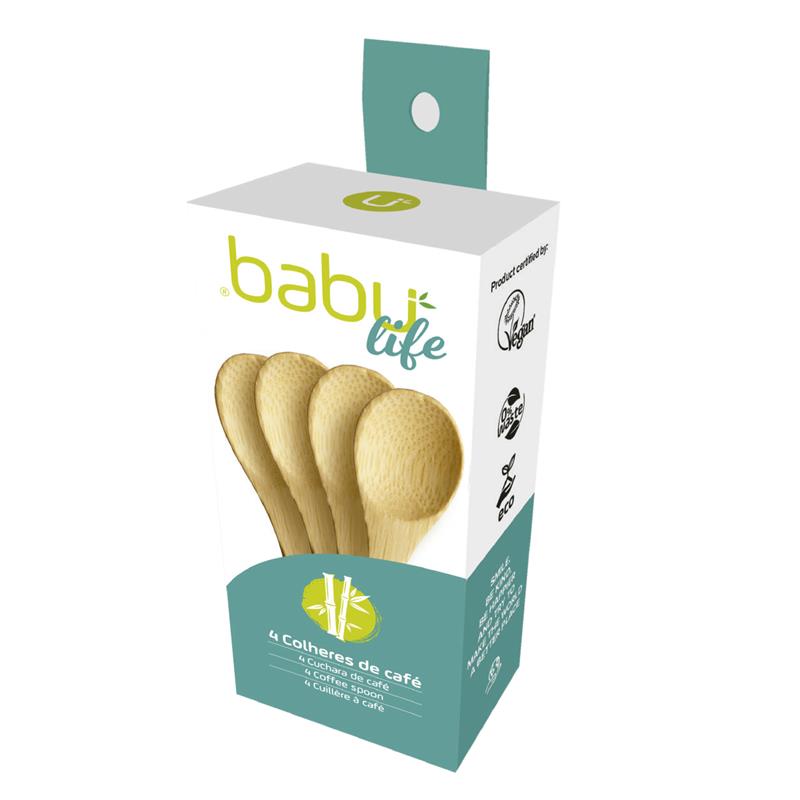 Cucharas de Café de Bambú Babu PACK 4uds