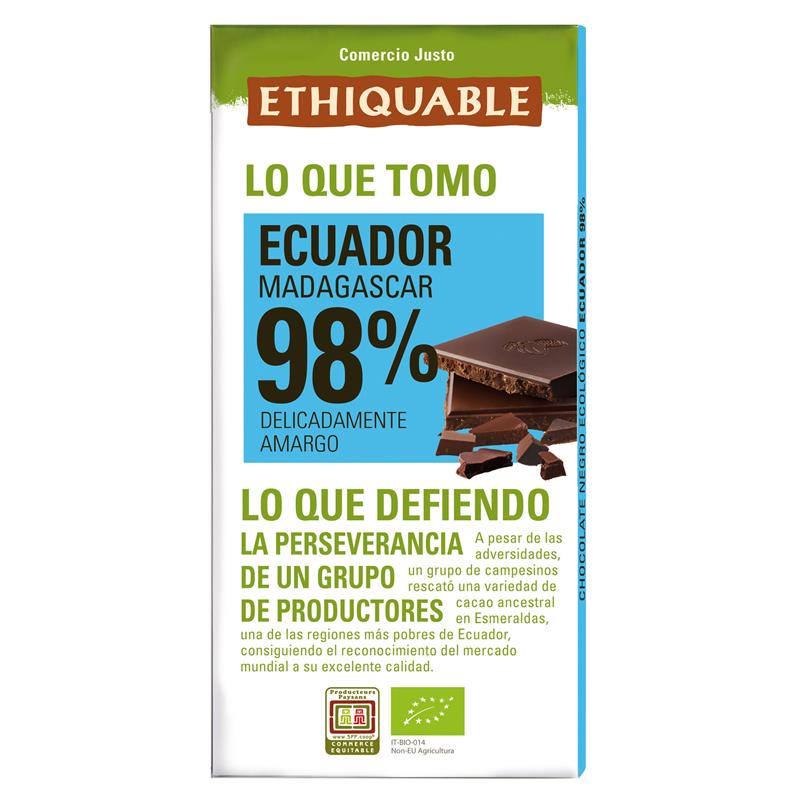 Chocolate Negro 98% Ecuador Ethiquable Bio 100g