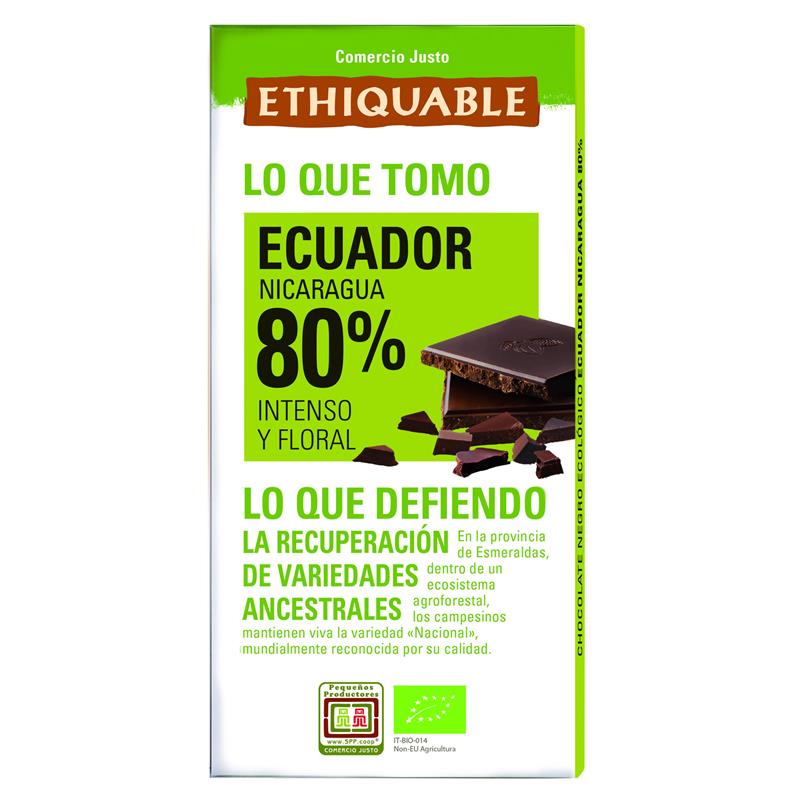 Chocolate Negro 80% Ecuador Ethiquable Bio 100g