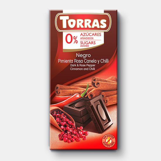 Chocolate Negro con Pimienta Canela y Chili Sin Azúcar Classic Convencional 75g