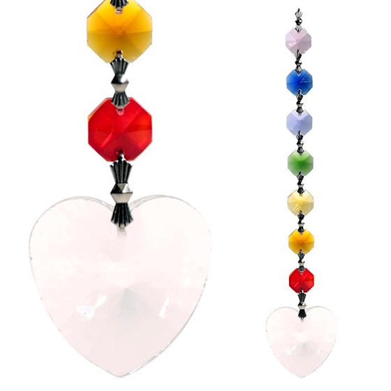 Colgante Cristal Feng Shui 7 Chakras Corazón 20cm - Ecocash
